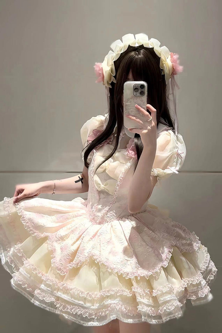Jasmine Rain Print Stitching Lace Sweet Lolita JSK Dress in Six Colors