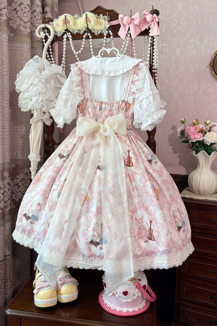 Sleeveless Printed Ruffled Embroidered Sweet Lolita JSK