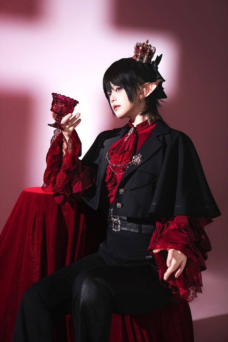 Noir Long-Sleeve Ruffled Ouji Skirt and Blouse - Day and Night Song