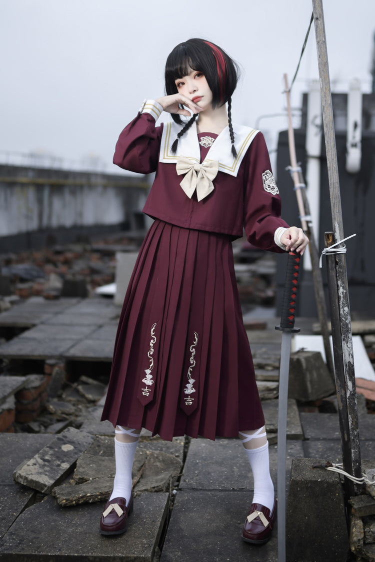 College Style Ribbon Sweet Lolita Skirt Ensemble