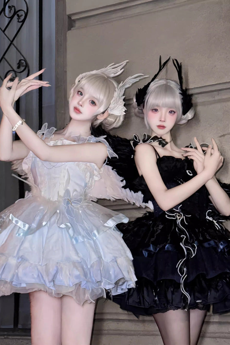 Wings Arrival Multilayer Ruffle Ballet Sweet Elegant Lolita Jumper Dress 3 Colors