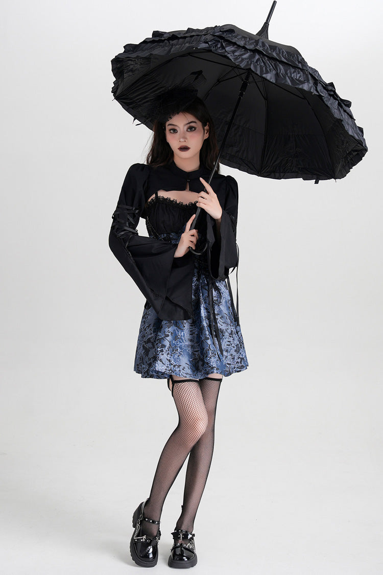 Azure Gothic Vintage JSK with Jacquard Print and Lace-Up