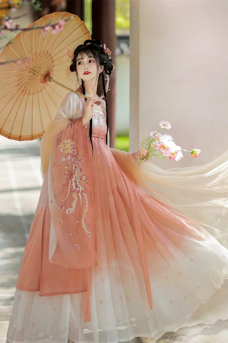 Chinese Hanfu Ensemble with Embroidery, Sweet Style Set