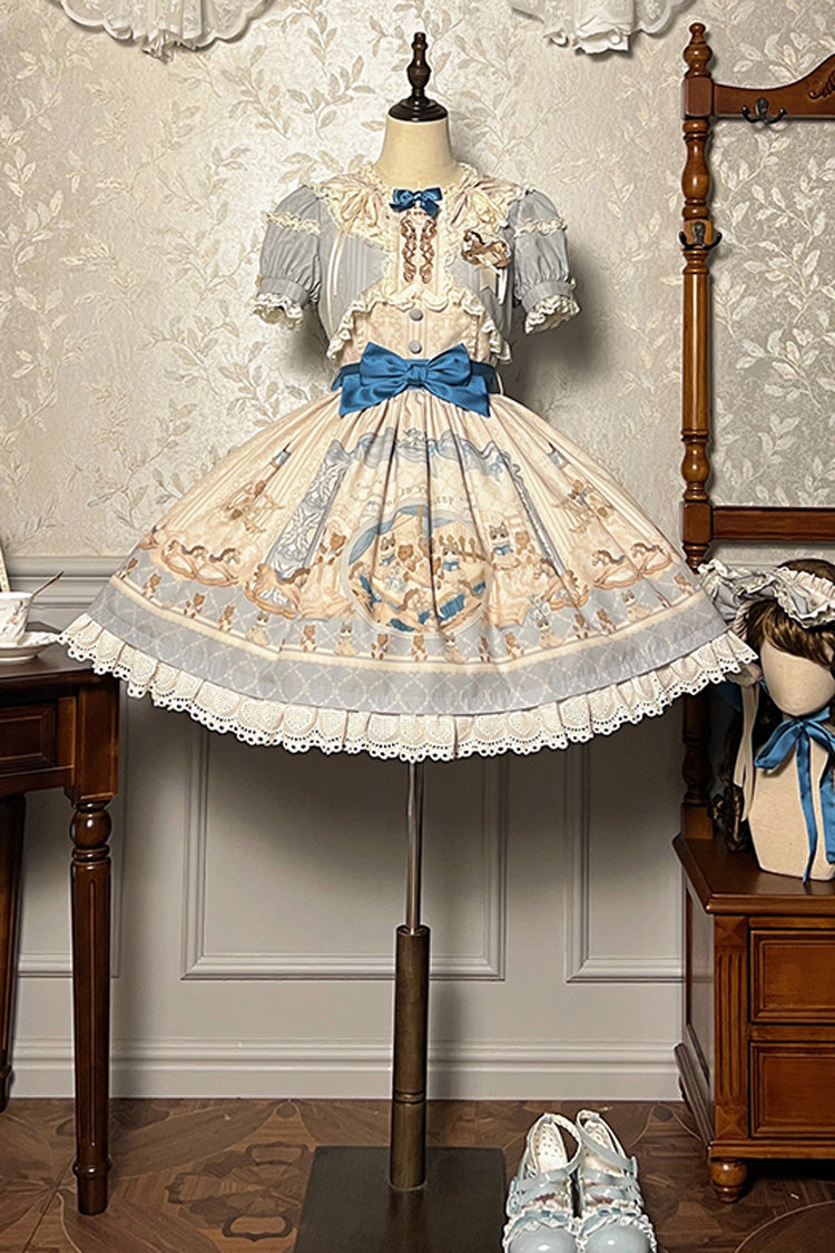 Fairy Tale Short-Sleeve Ruffle Bow Dress for Sweet Lolita - Two Tones
