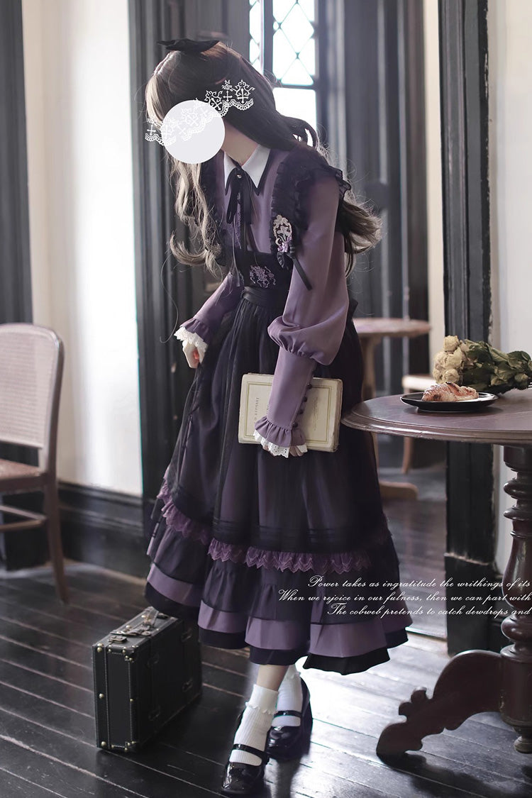 Black Embroidered Mesh Bow Sweet Elegant Jumper - Witch Academy