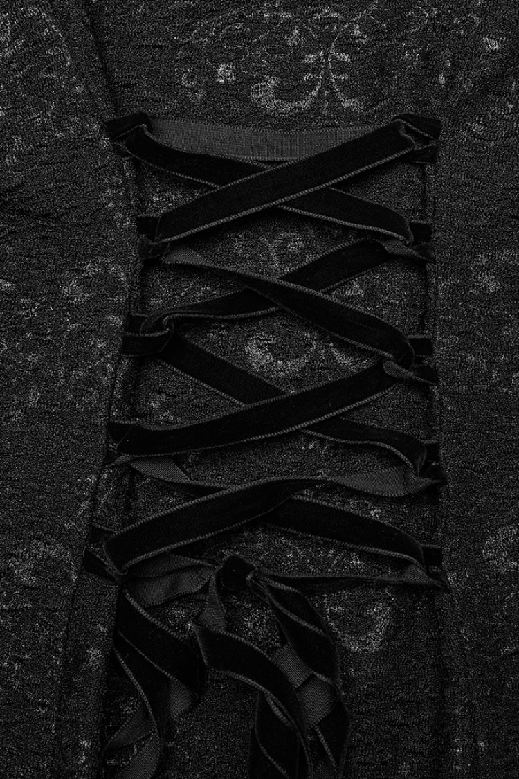 Gothic Dress with Cheongsam Collar Chiffon Stitching Ripped