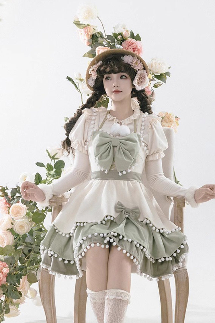 Confession Function Multi-Layer Ruffle Bowknot Color Block Sweet Lolita Jsk Dress