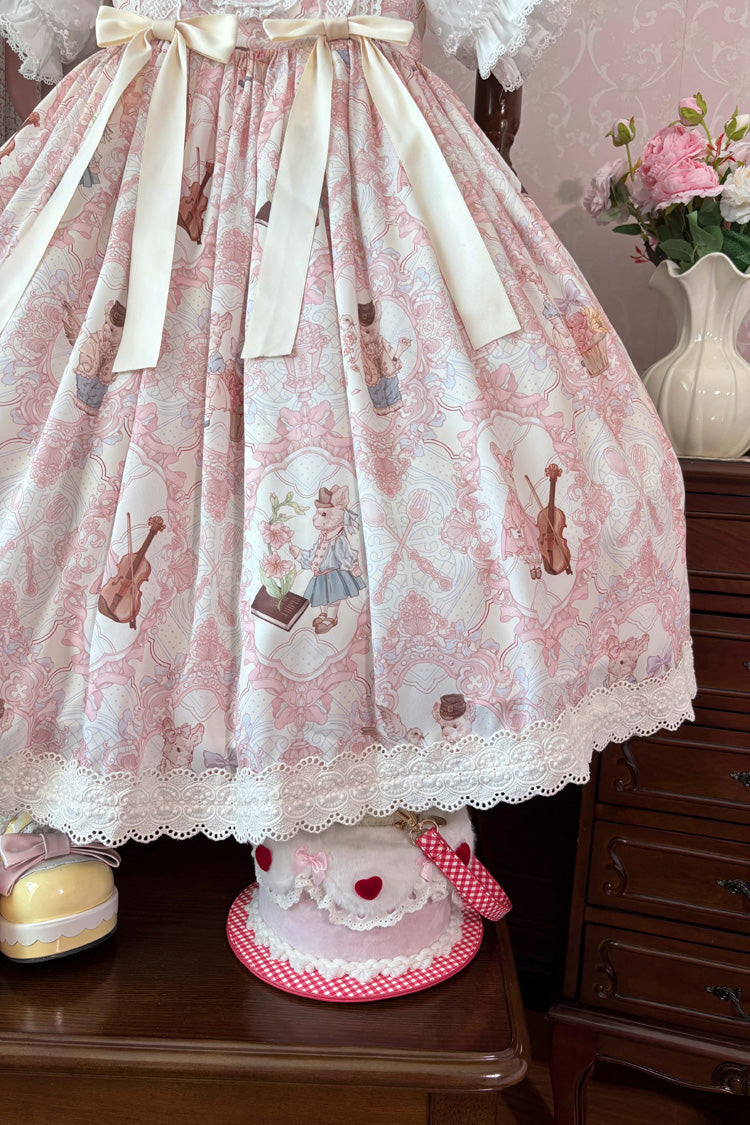Sleeveless Printed Ruffled Embroidered Sweet Lolita JSK