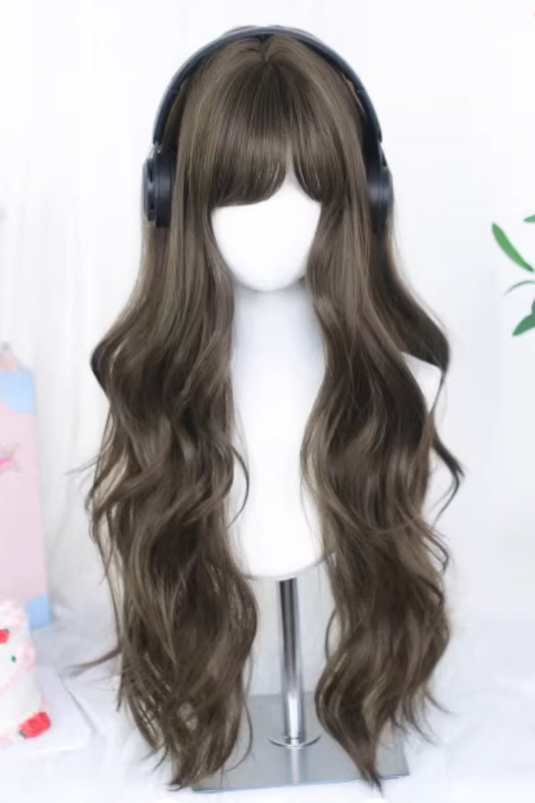 Sweet Lolita Wig with Side-Swept Bangs and Loose Waves