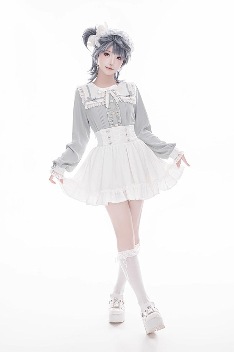 Sweet Ruffle Lace Lace-Up Japanese Jirai Kei Skirt 4 Colors