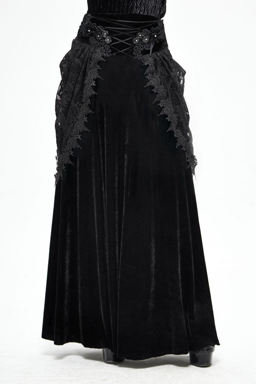 Velvet Cardigan Mid-Waist Gothic Skirt