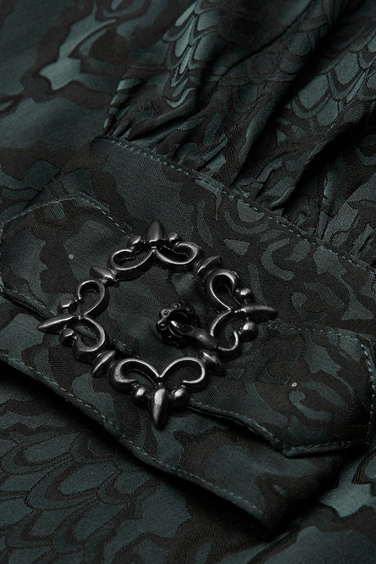 Gothic Men's Shirt with Eyelets and Metal Cuffs