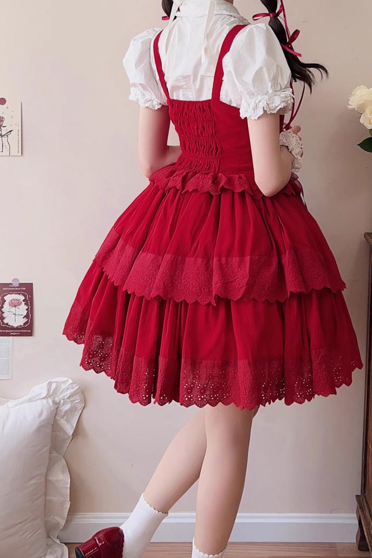 Ribbon Hollow Gothic Lolita Layered JSK Gown - 2 Tones