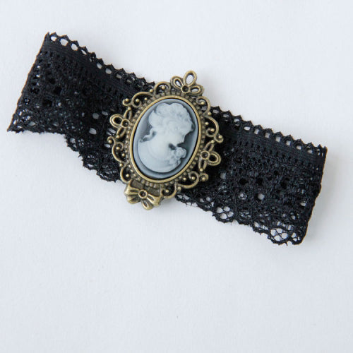 Gothic Lolita Victorian Beauty Elastic Headband Black Lace Armband Bracelet