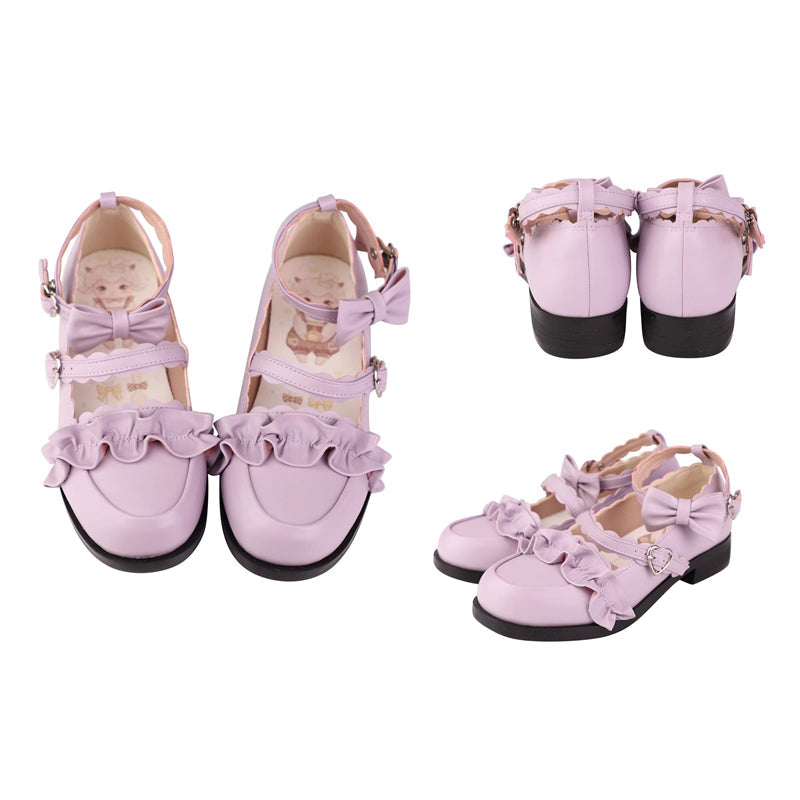 Ruffled Bowknot Mary Janes - Kawaii Lolita Shoes