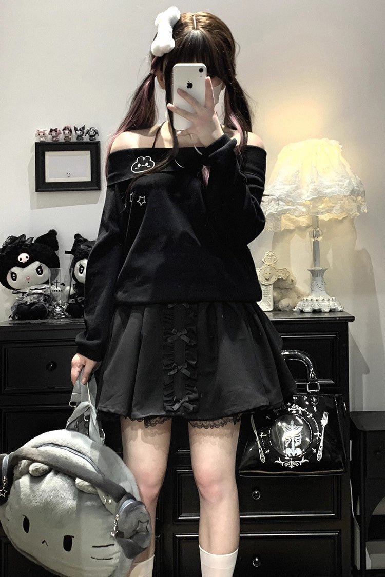 [Dolls Only] Ruffle Bowknot Lace Lace-Up Sweet Jirai Kei Strap Gown 4 Colors