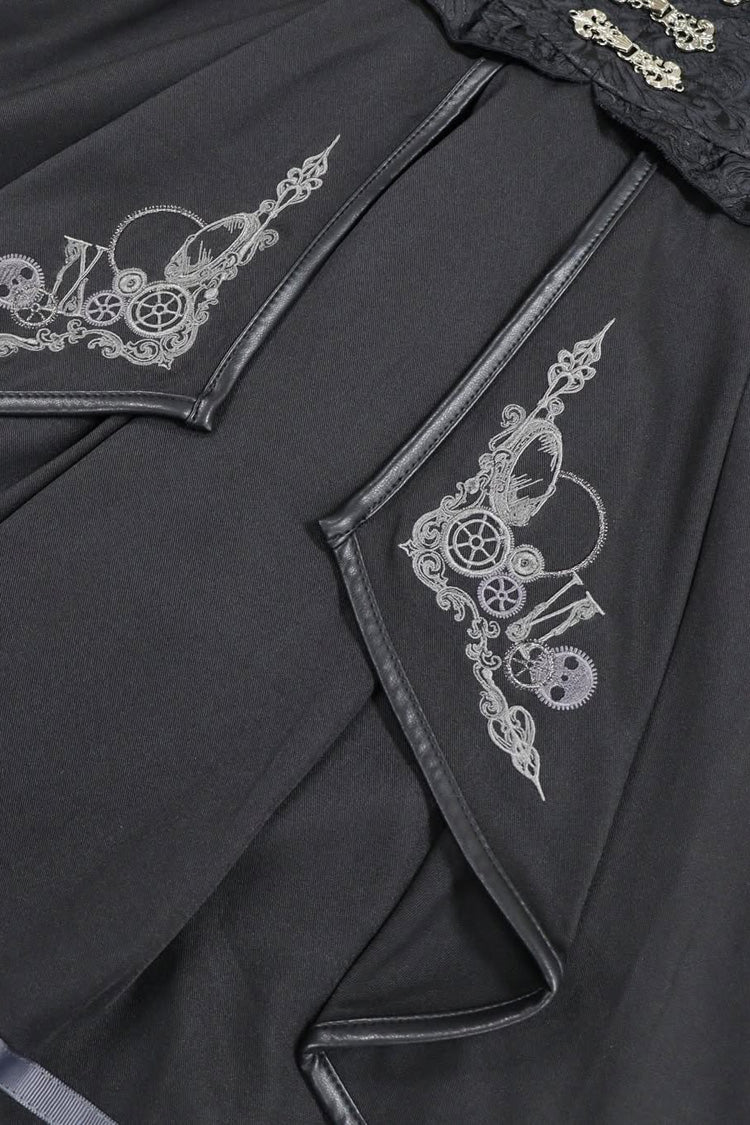 Ouji Punk Embroidered Cardigan Bow-Decorated Lolita Suspender Gown in Two Tones