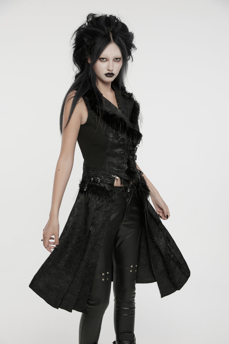 Detachable Jacquard Lace-Up Gothic Sleeveless Vest