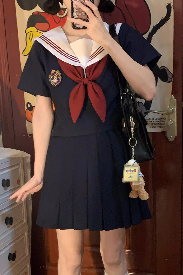 Cerulean Sailor School Outfit with Bowknot and Snowflake Motif
