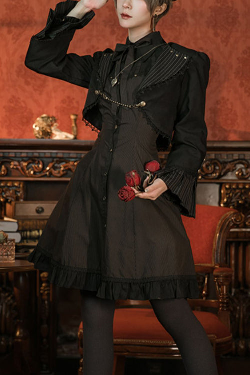 Ouji Lolita Dress with Striped Print