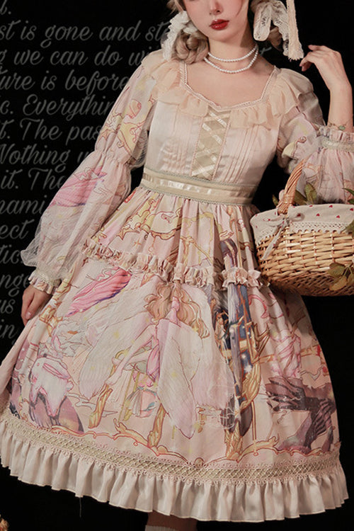 Pink Printed Sweet Lolita One-Piece Dress