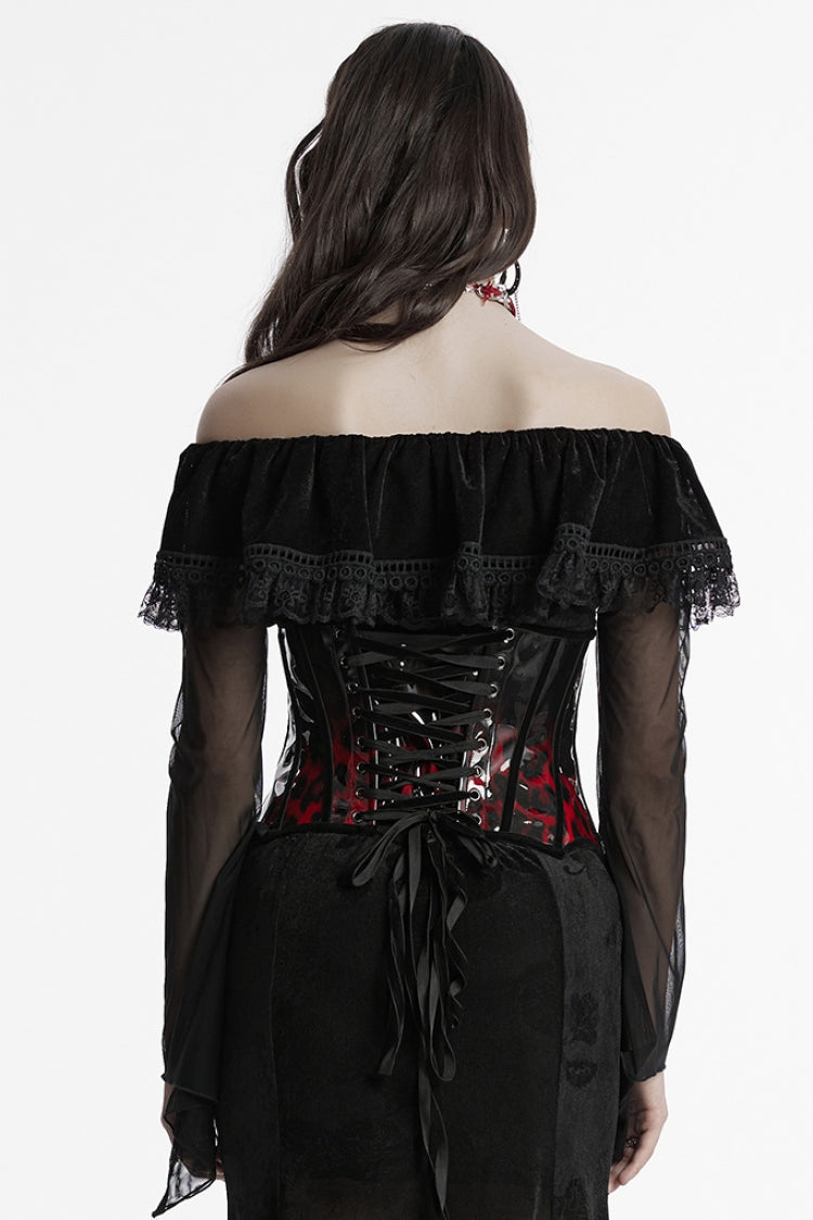 Crimson & Noir Patent Leather Underbust Corset with Gradient Finish