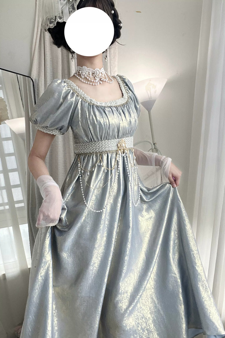 Moonlight Amber Short Sleeve High Waisted Pearl Classic Vintage Palace Dress