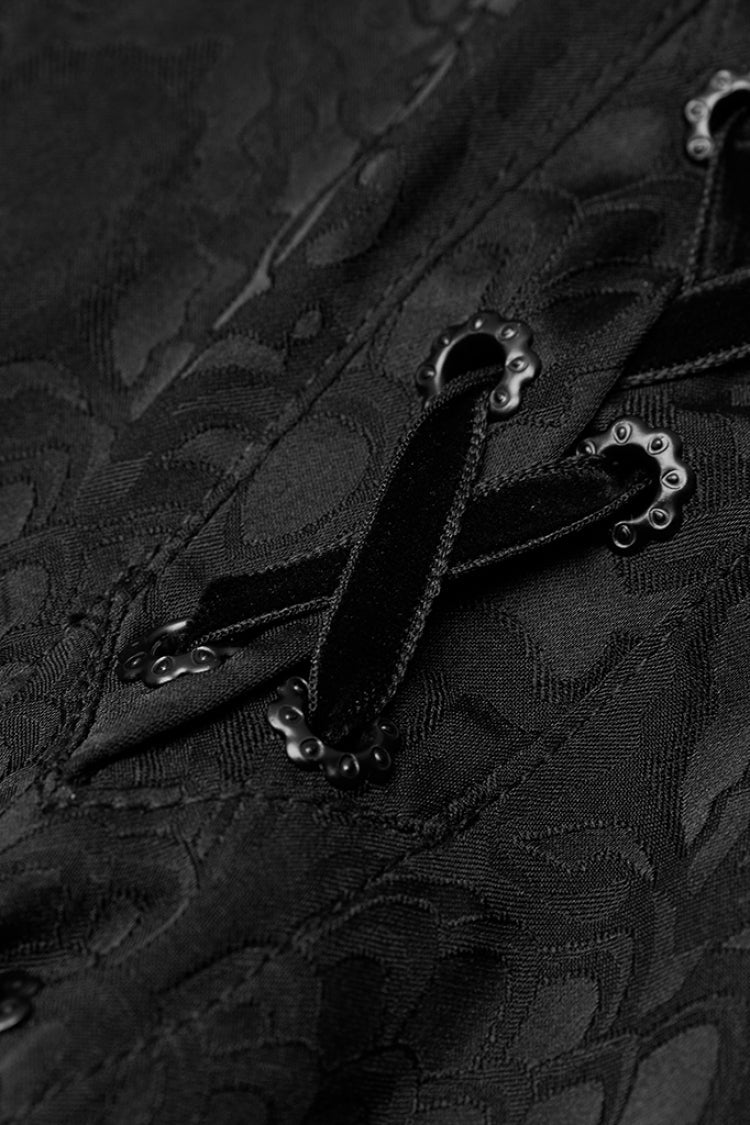 Gothic Men's Shirt with Eyelets and Metal Cuffs