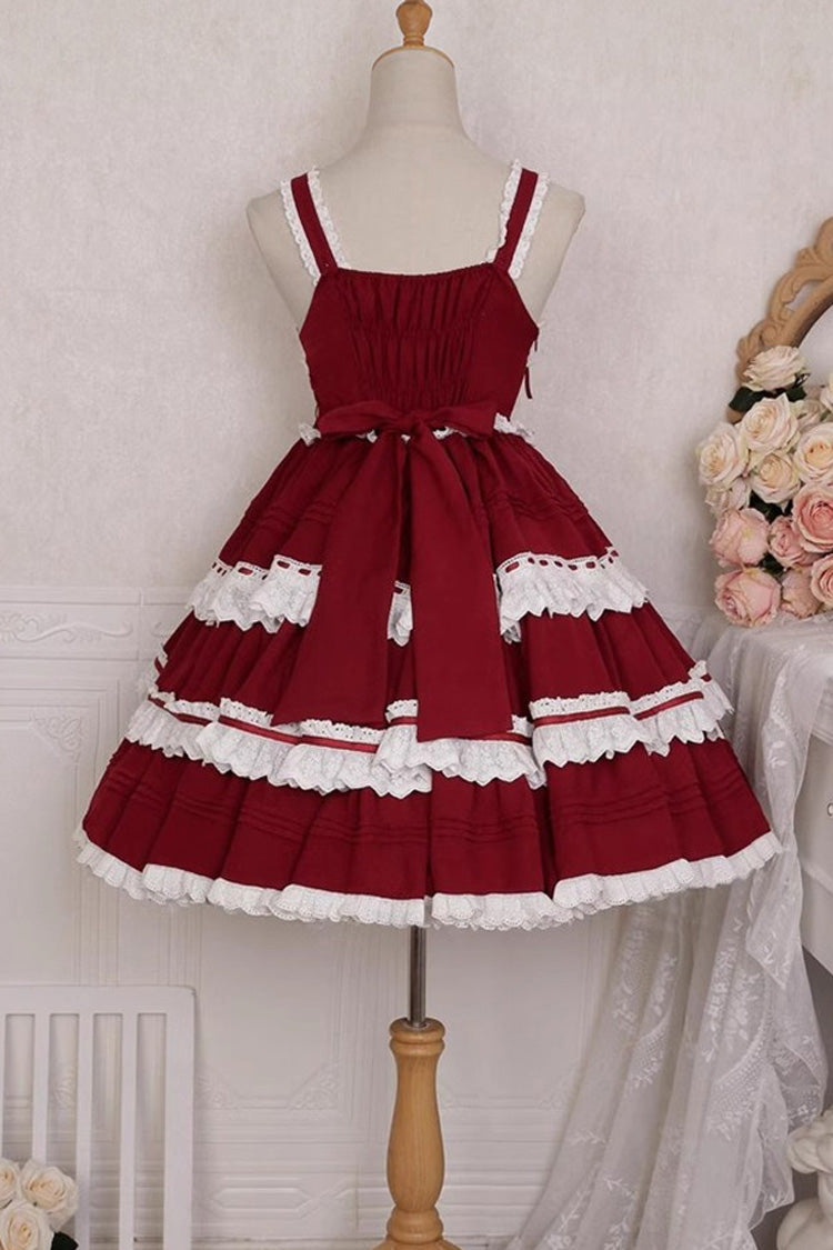 Red/White Sleeveless Bowknot Multi-Layer Sweet Lolita Jsk Dress