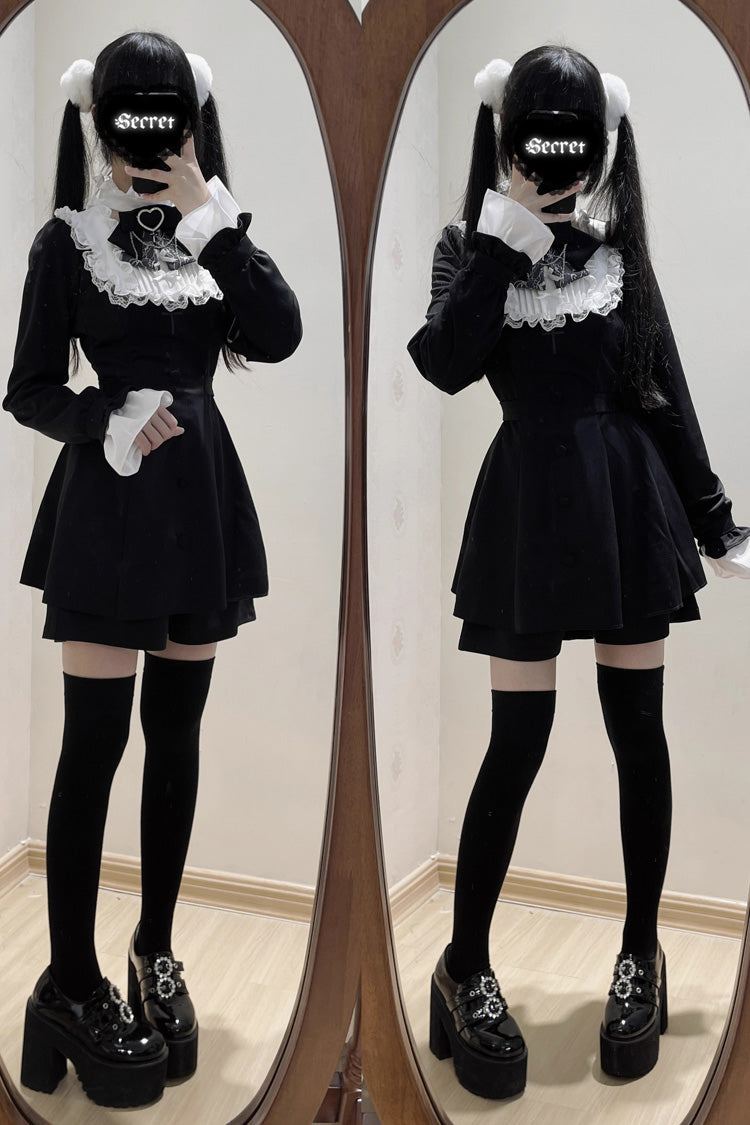 Stairway to Heaven Embroidered Bow Lace Long Sleeve Jirai Kei Set
