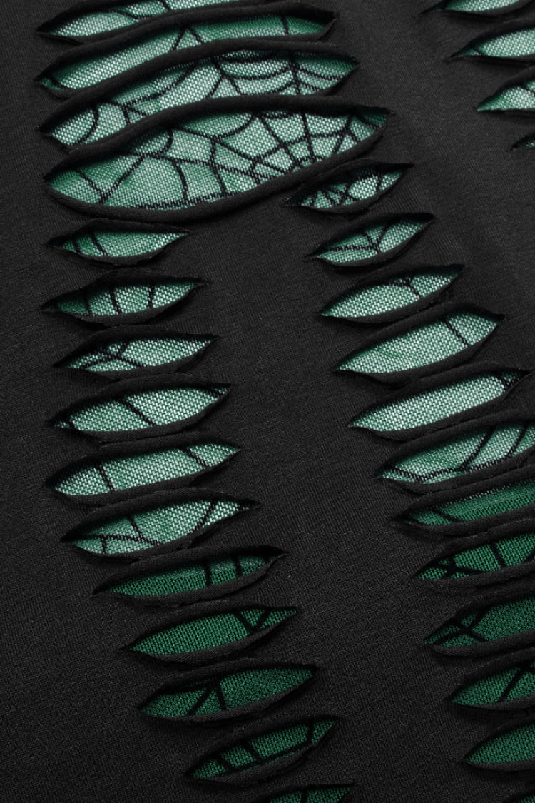 Spider Print Hollow Stitching Ripped Steampunk Vest