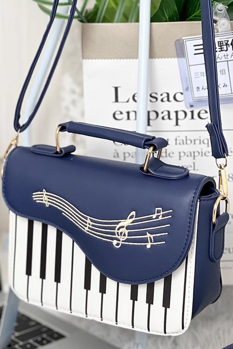 Cerulean and Ivory Piano Note Music Themed Sweet Lolita Shoulder Bag