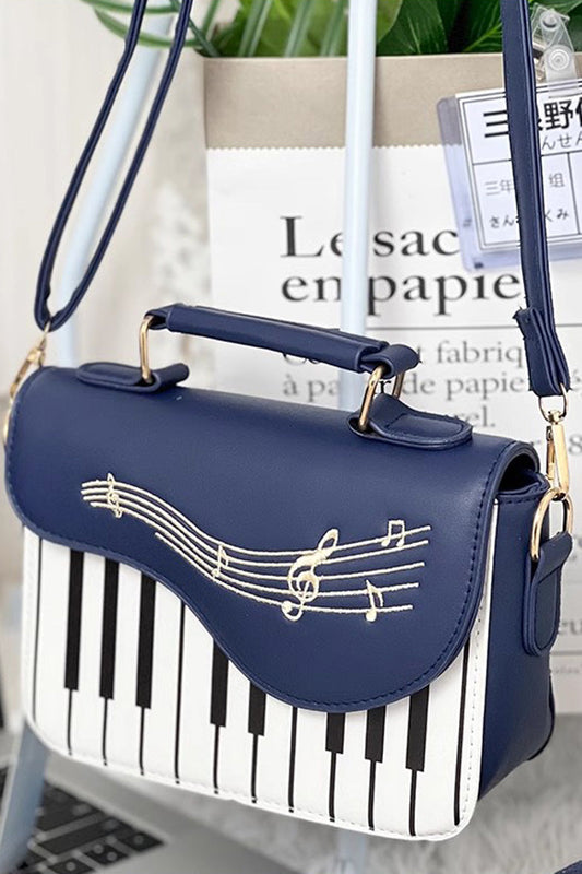 Cerulean and Ivory Piano Note Music Themed Sweet Lolita Shoulder Bag