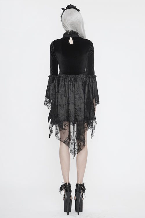 Gothic Dress with Off-Shoulder Beaded Embroidery Chest