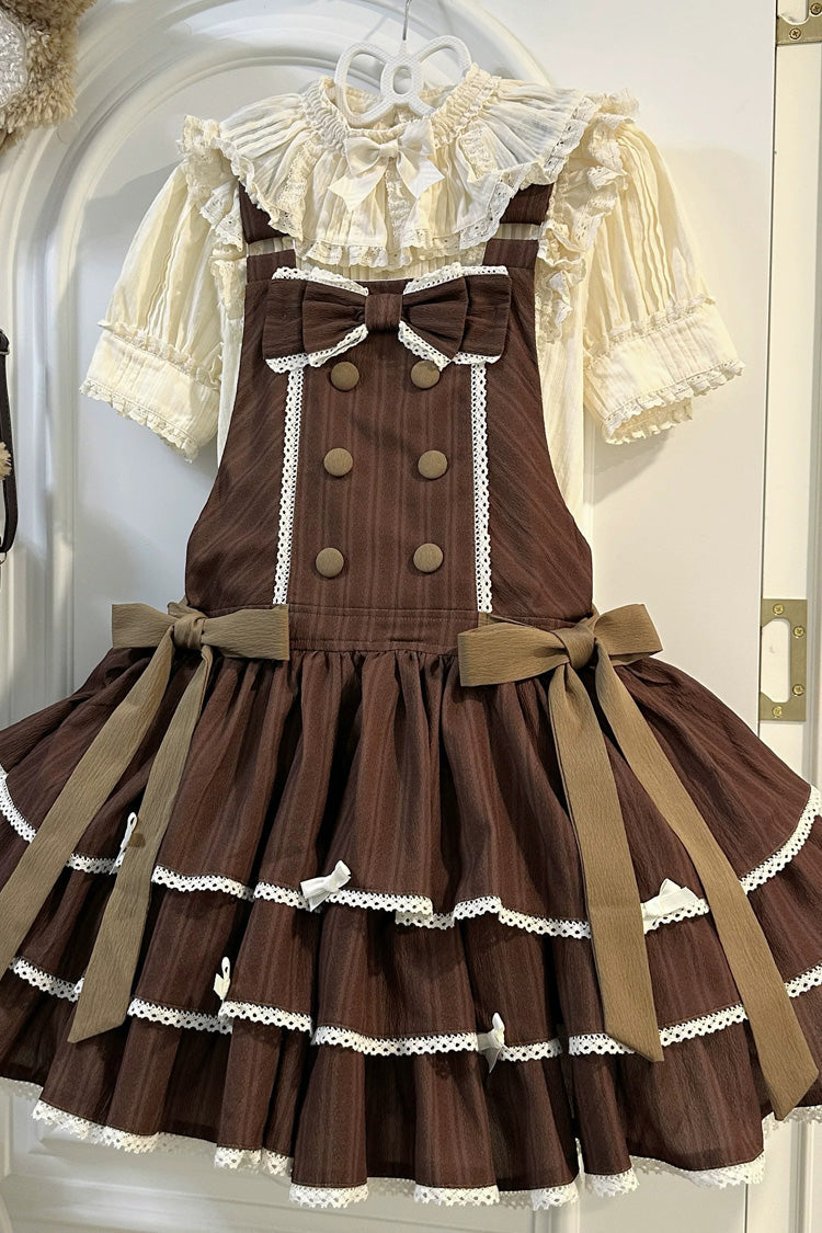 Cocoa Sleeveless Layered Ruffle Bow Sweet Lolita Strap Dress