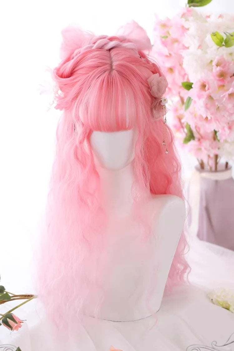 Blush Cherry Blossom Gradient Long Curly Lolita Wig