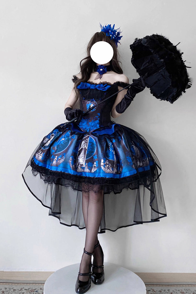 Embroidered Gothic Lolita Skirt with Print Detail