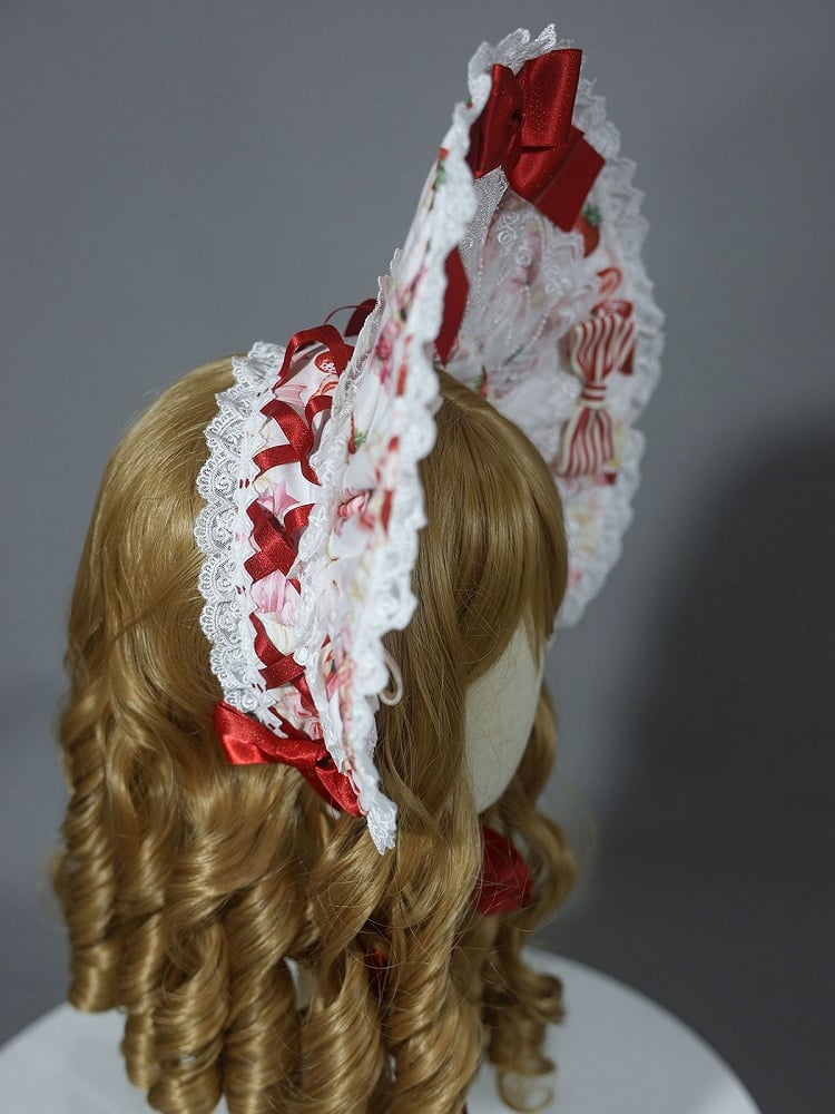 Bonnet White Yellow / Pink Lolita Sweet