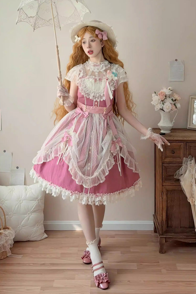 Sakura Spring JSK Dress - Sleeveless, Ruffled Bow, Short