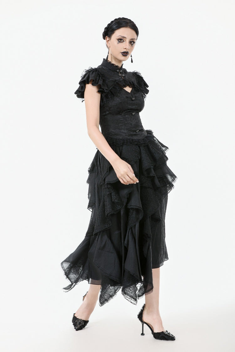 Victorian Corset Top with Lace-Up Front and Cutouts