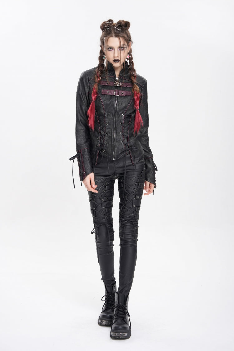 Occult Lace-Up Buckle Punk Jacket for Women