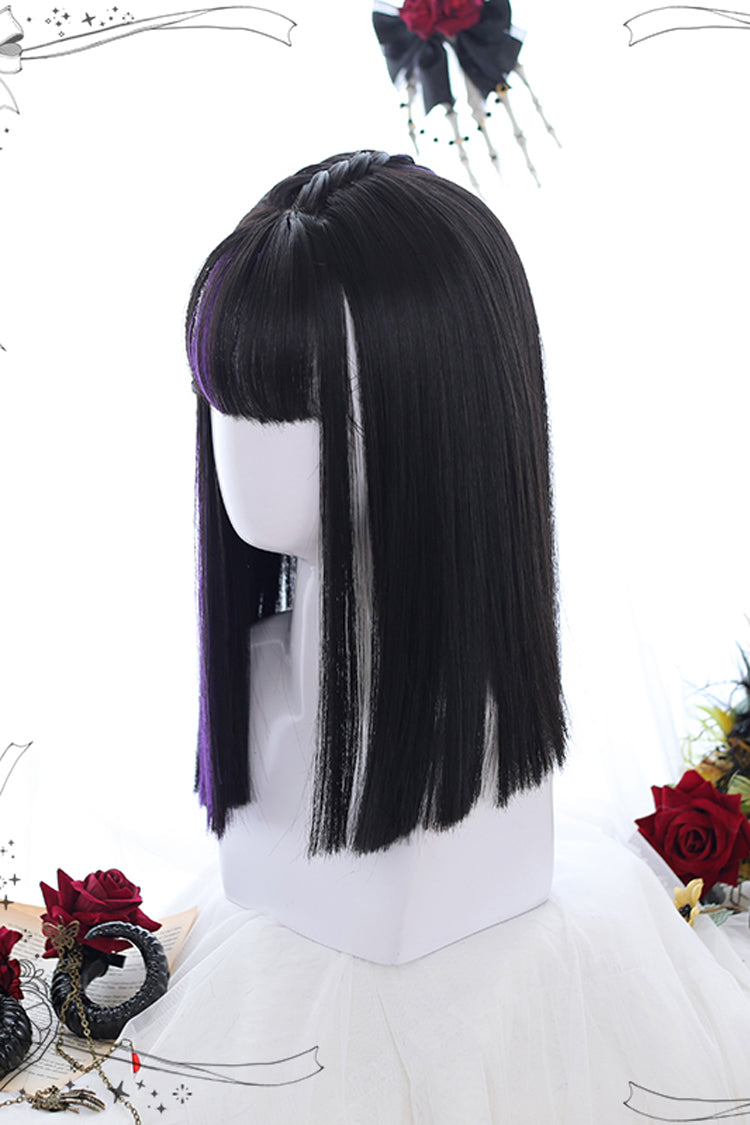 Lilac Highlighted Air-Bang Medium-Length Gothic Wig
