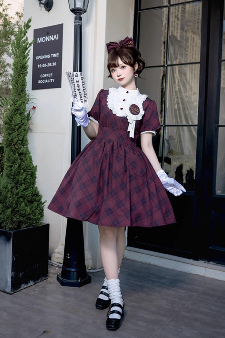 Classic Princess Lolita Dress with Plaid Print