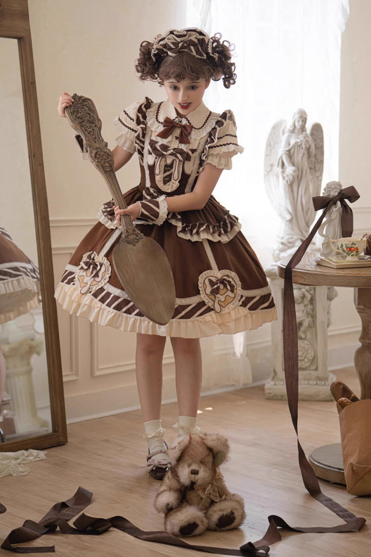 Cocoa Short Sleeve Printed Ruffle Bowknot Princess Lolita JSK Set