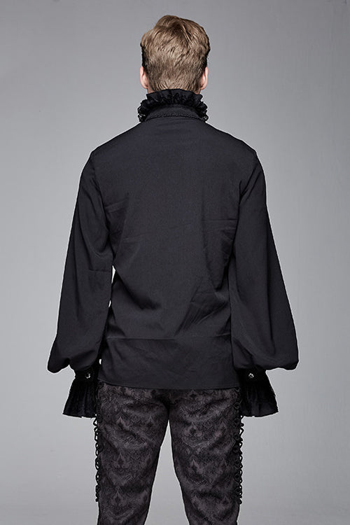 Men's Gothic Blouse with Embroidered Long Sleeves Chiffon