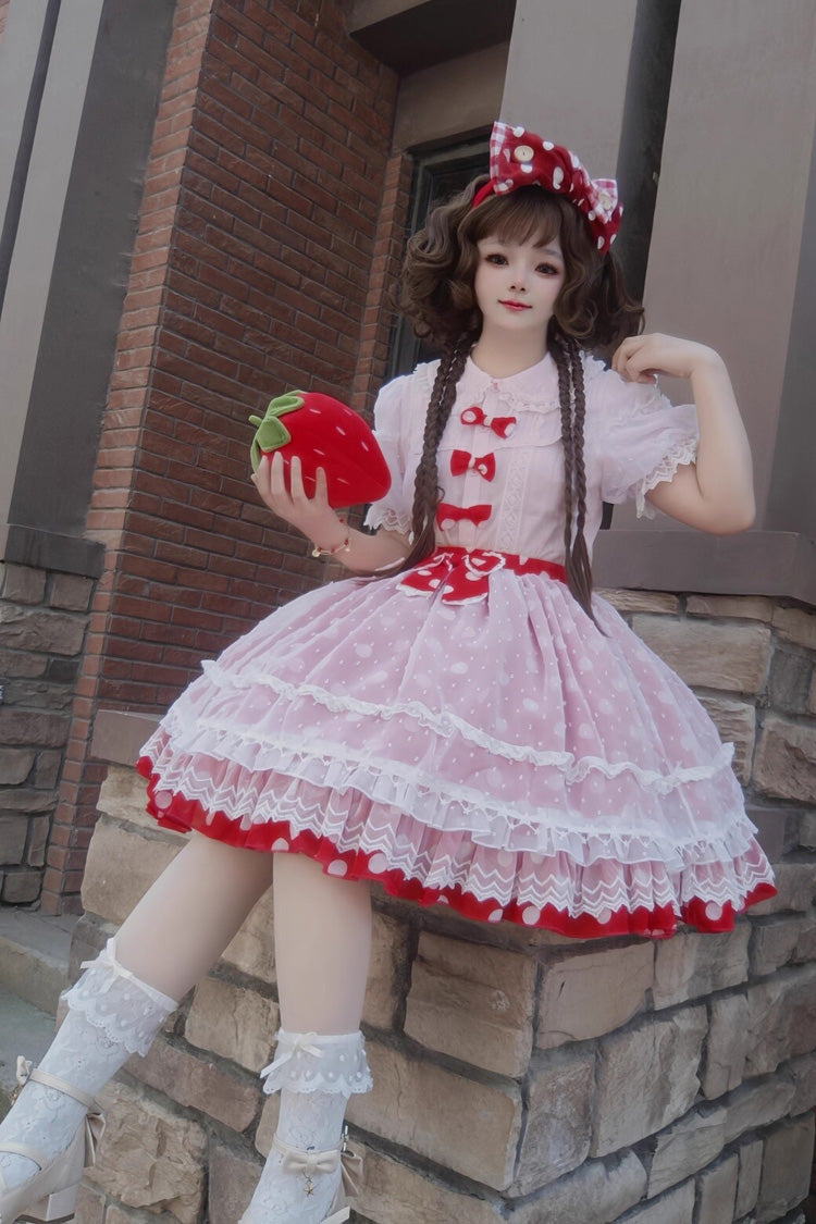 Printed Ruffled Bow Sweet Lolita Skirt