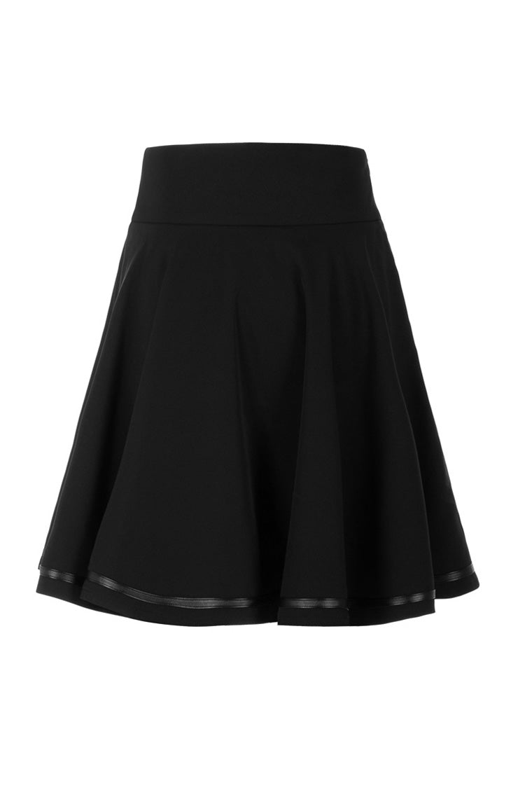 Steampunk Skirt with High Waist Belt for Women in Black