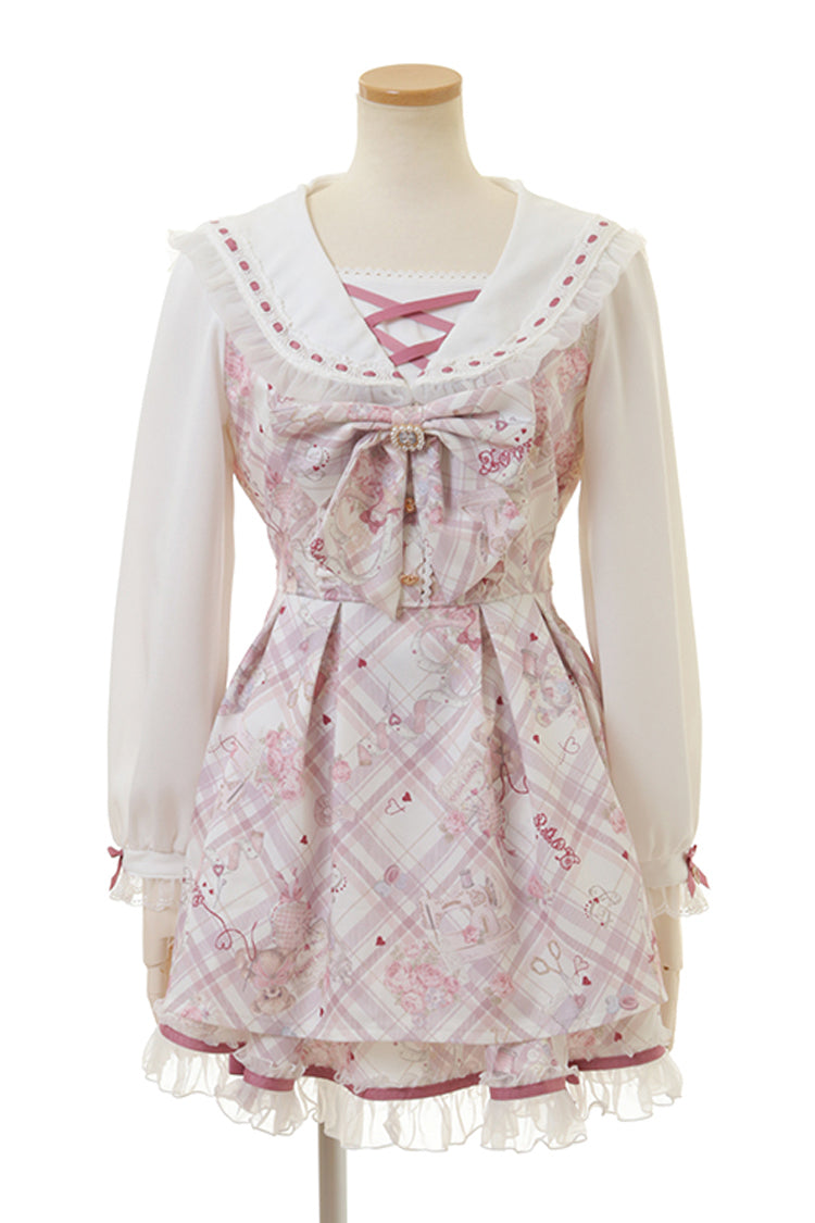 Sewing Bear Plus Size Jirai Kei Dress with Print and Bowknot