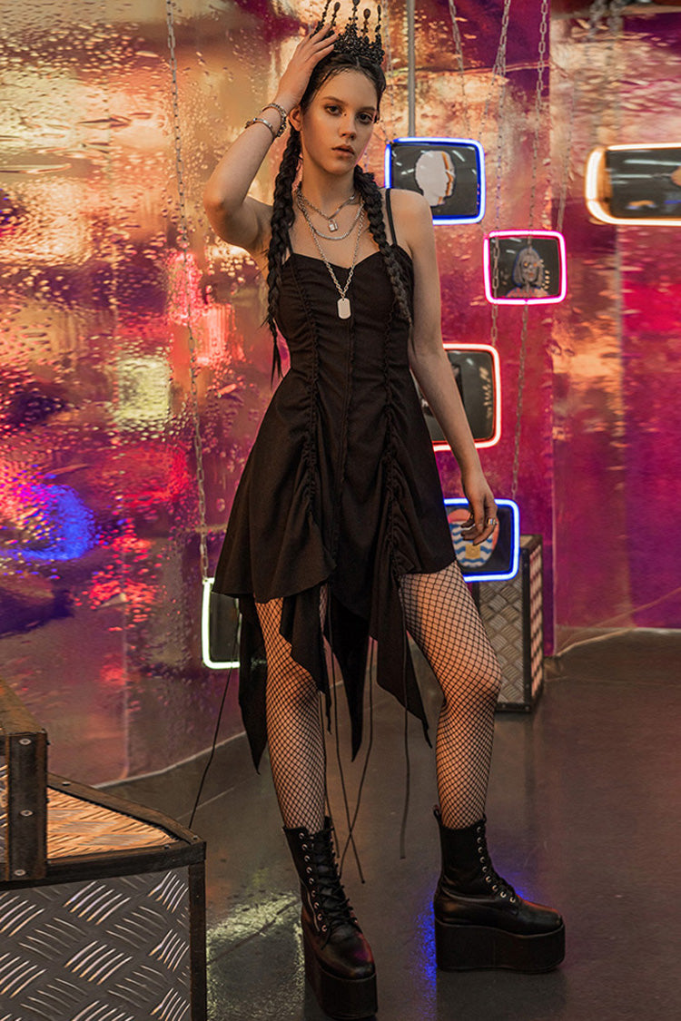 Nocturne Sling Dress with Asymmetric Hem and Shoulder Strap