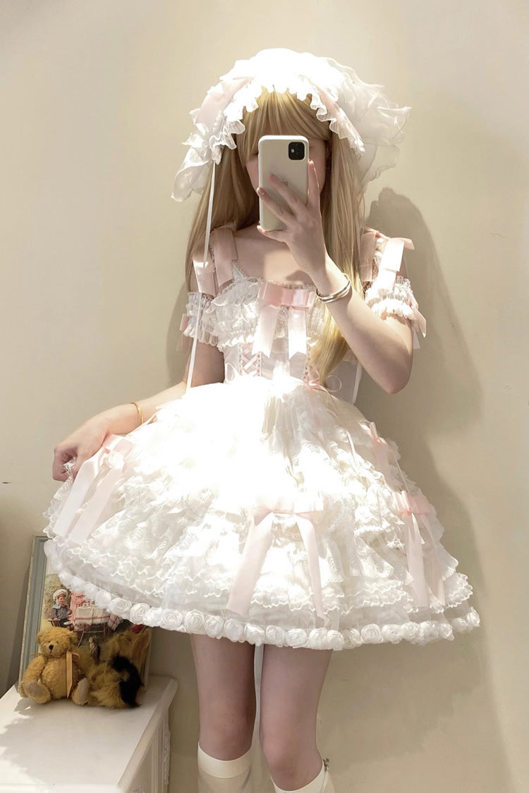 Love Song Multi-Layered Ruffled Bowknot Lace Sweet Princess Jsk Dress